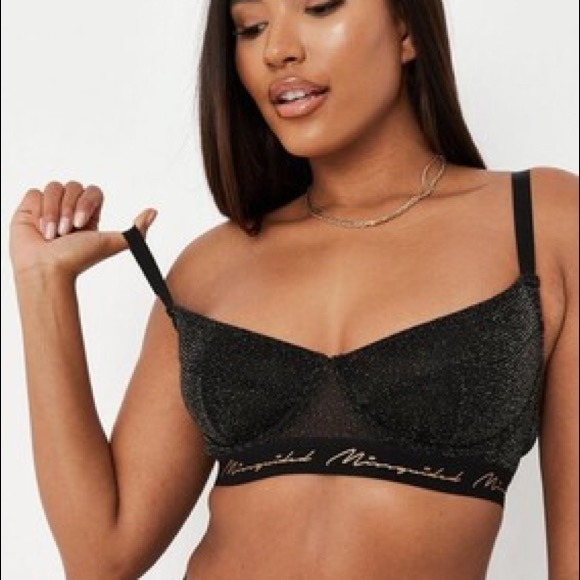 MISSGUIDED black glitter disco bra - Picture 3 of 7
